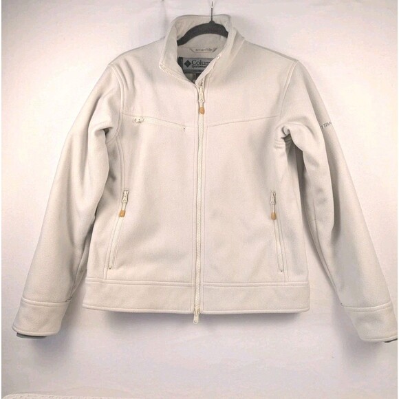 Columbia Titanium Women’s Fleece Jacket Medium White Full Zip Pocket - Picture 1 of 10